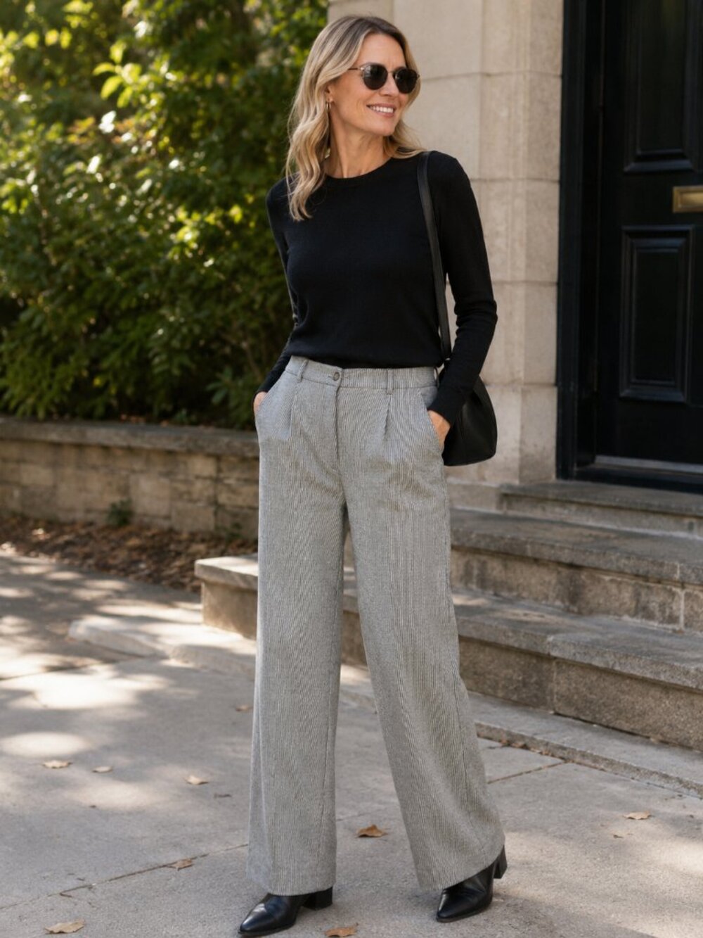 FÉRAUD Designer Wool Angora Cashgora Wide Leg Trousers Sz 14